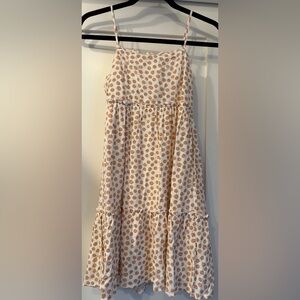 Women’s Dress in Cheery Orange and White flower print with adjustable straps